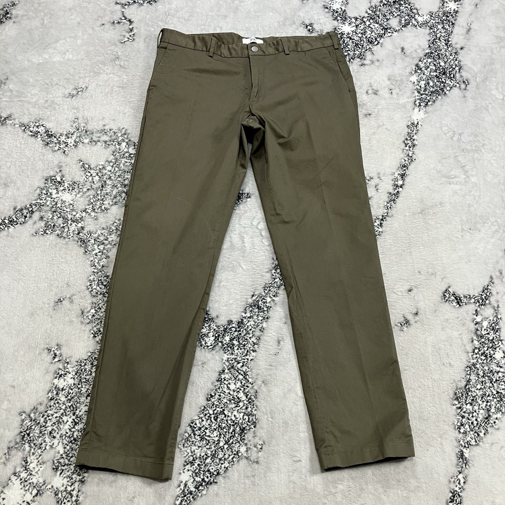 Spoke London Pants Mens Size 37 Build B Olive Chinos Tailored Fit Stretch Sharps